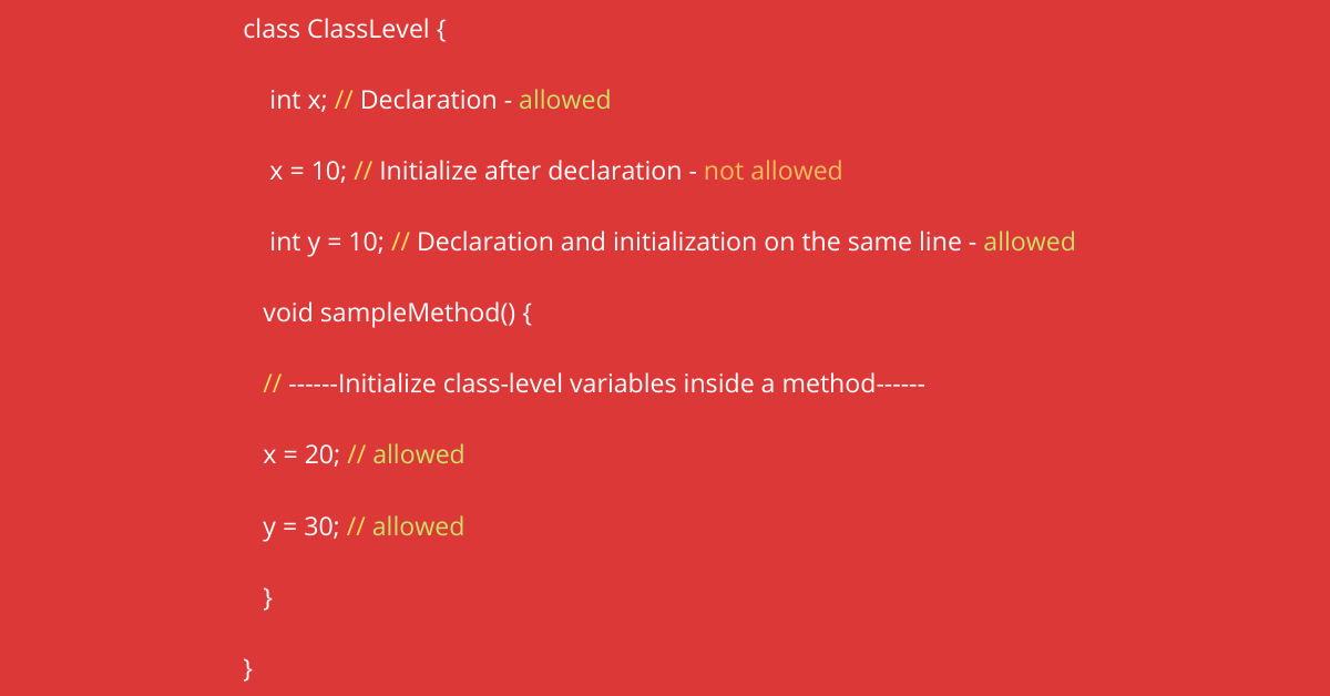 java class level variables declaration