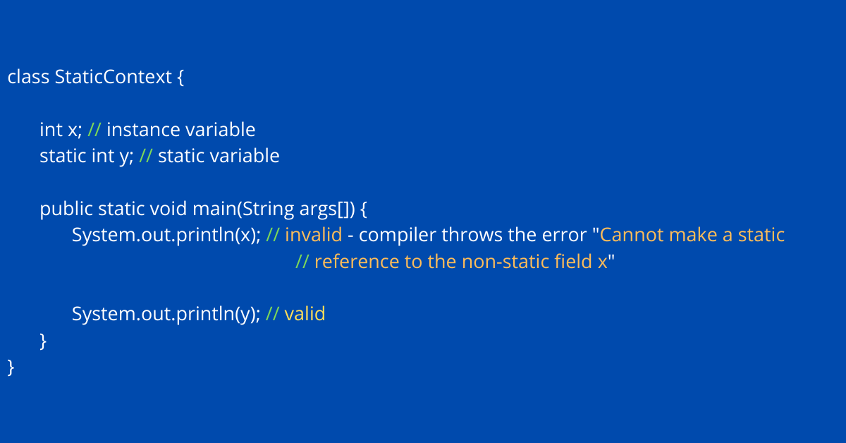 non-static reference in static context